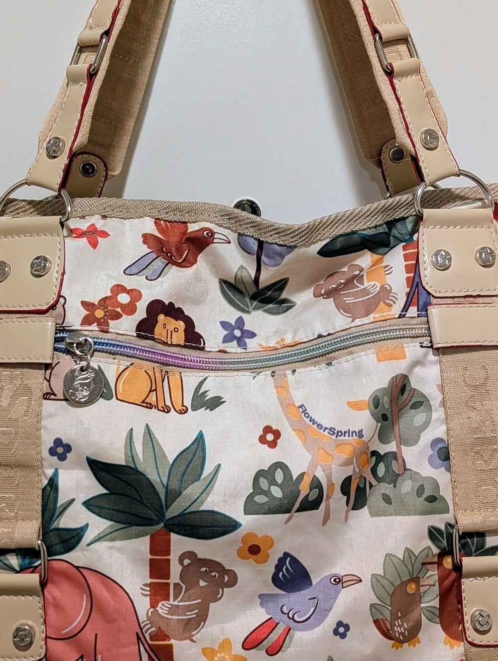 EUC LeSportSac x Tokidoki Animal Floral Print Shoulder Bag with Floral Lining - Picture 3 of 13